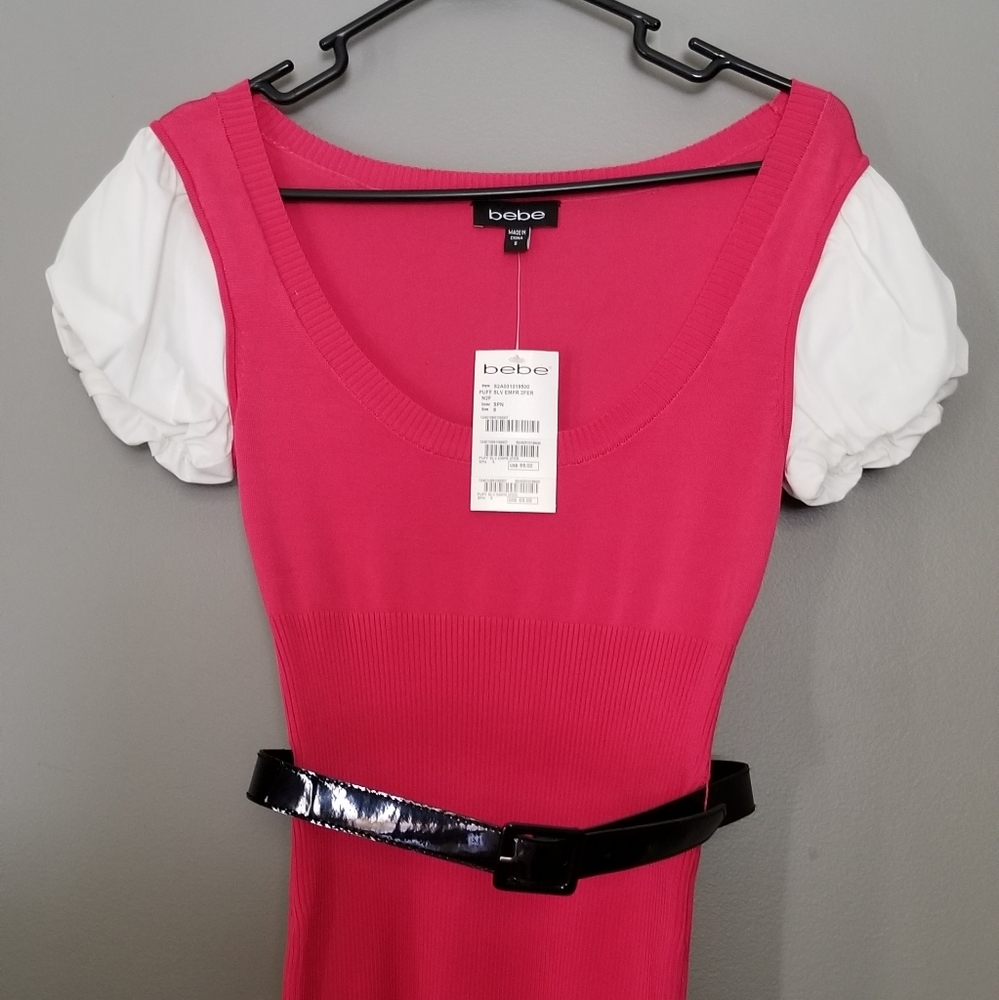 Bebe Puff Sleeve Empire Waist Top Size Small